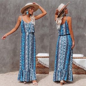 Time Spent Lace Up Paisley Maxi Dress